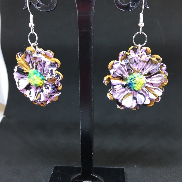 Unique Handmade Polymer Blossom Earrings - Picture 3 of 8